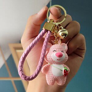 Cute Cartoon Pink Strawberry Bear Series Keychain